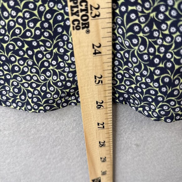 Michael Kors MK Blouse Top Womens Size L Paisley Floral Full Zip Roll Tab Travel - Picture 5 of 12